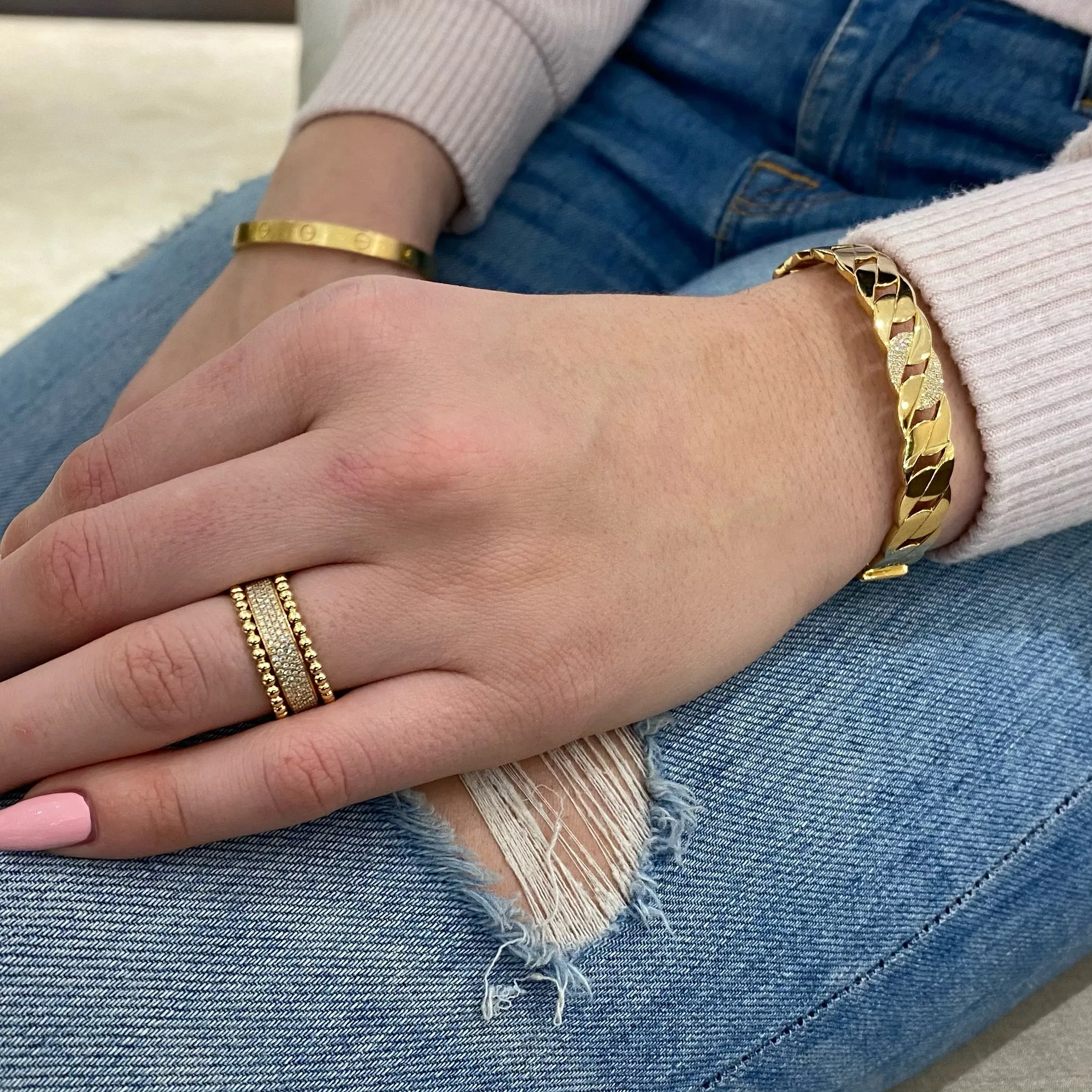 Gold Beaded Stacking Ring