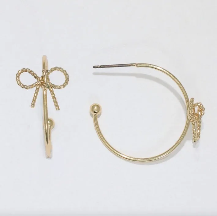 Gold Bow Hoop Earrings