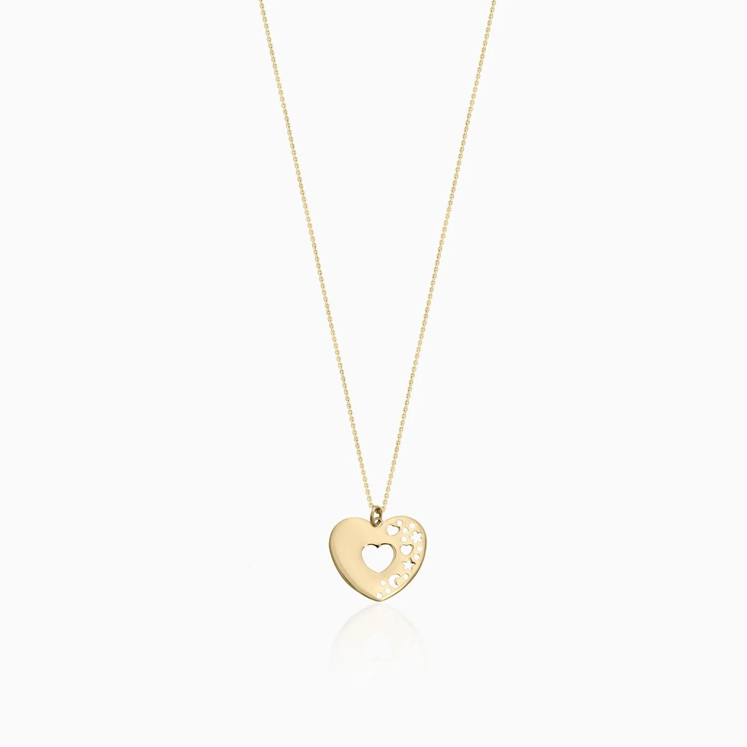 Gold Heart Necklace with Cut-Out Details