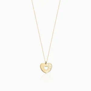 Gold Heart Necklace with Cut-Out Details