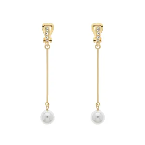 Gold, Pearl & Crystal Drop Clip Earrings