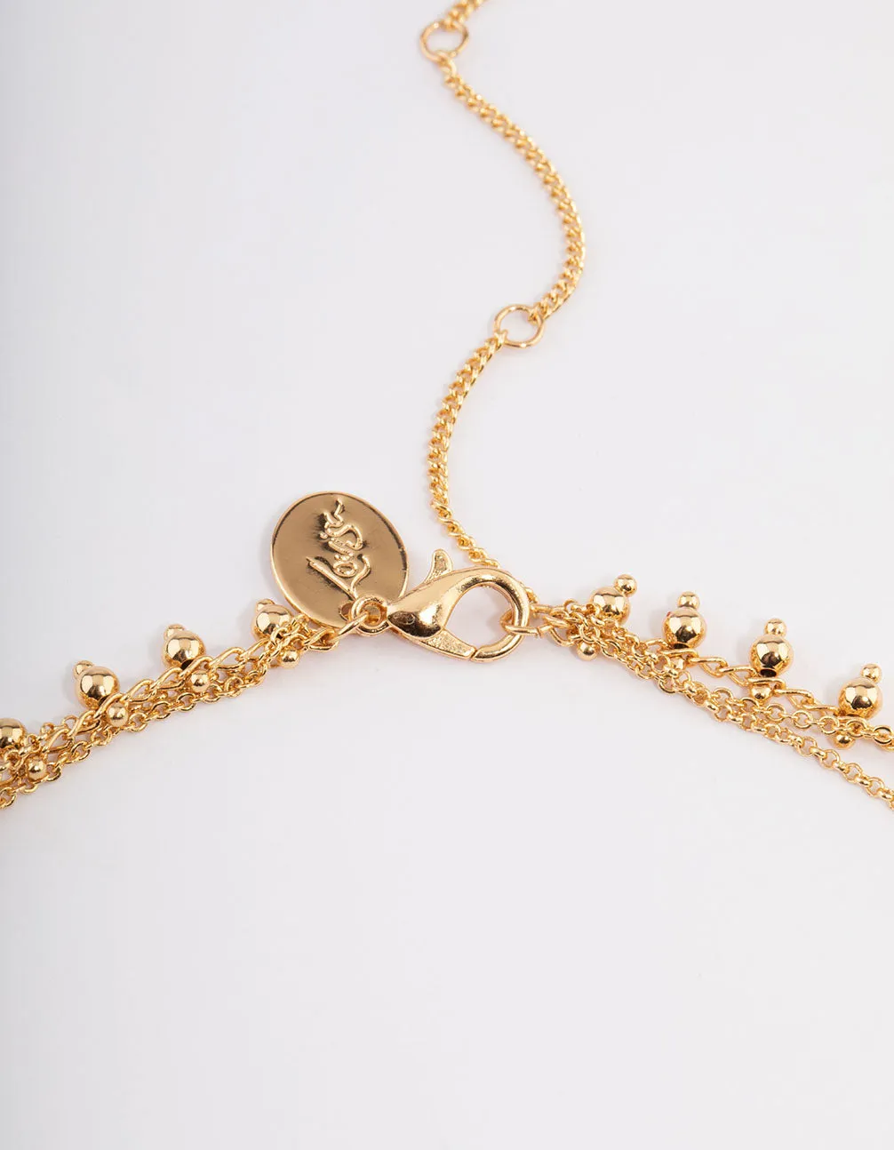 Gold Plated Diamante Ball Chain Triple Layer Necklace