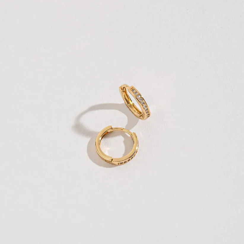 Gold Small Pave Style Hoop Earrings