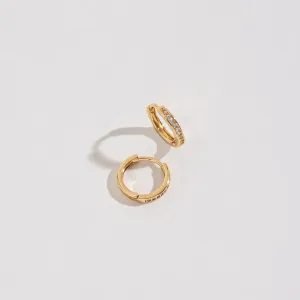 Gold Small Pave Style Hoop Earrings