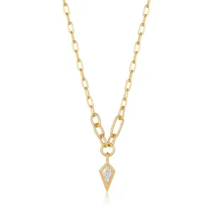 Gold Sparkle Drop Pendant Chunky Chain Necklace