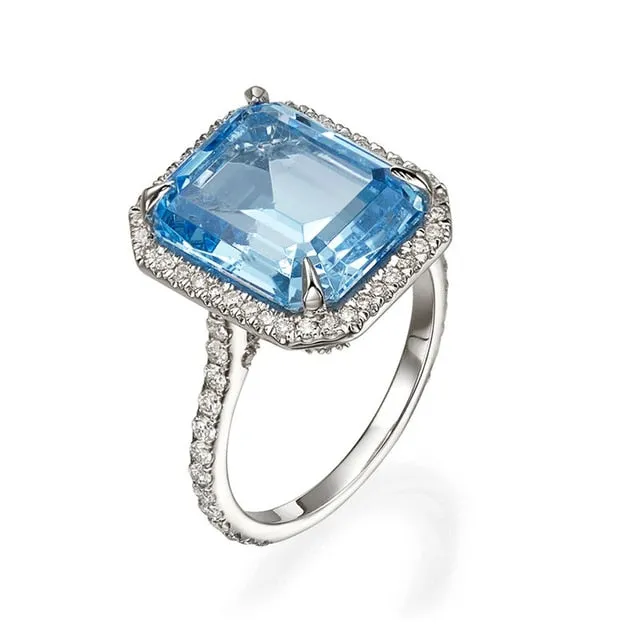 Gorgeous Crystal Square AAA Cubic Zirconia Elegant High Quality Statement Ring