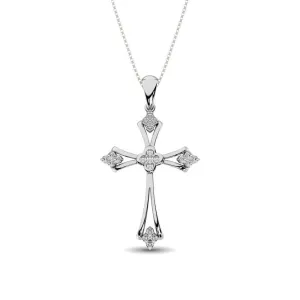 Gothic Style Diamond 1/5 Ct.Tw Cross Pendant in 10K White Gold