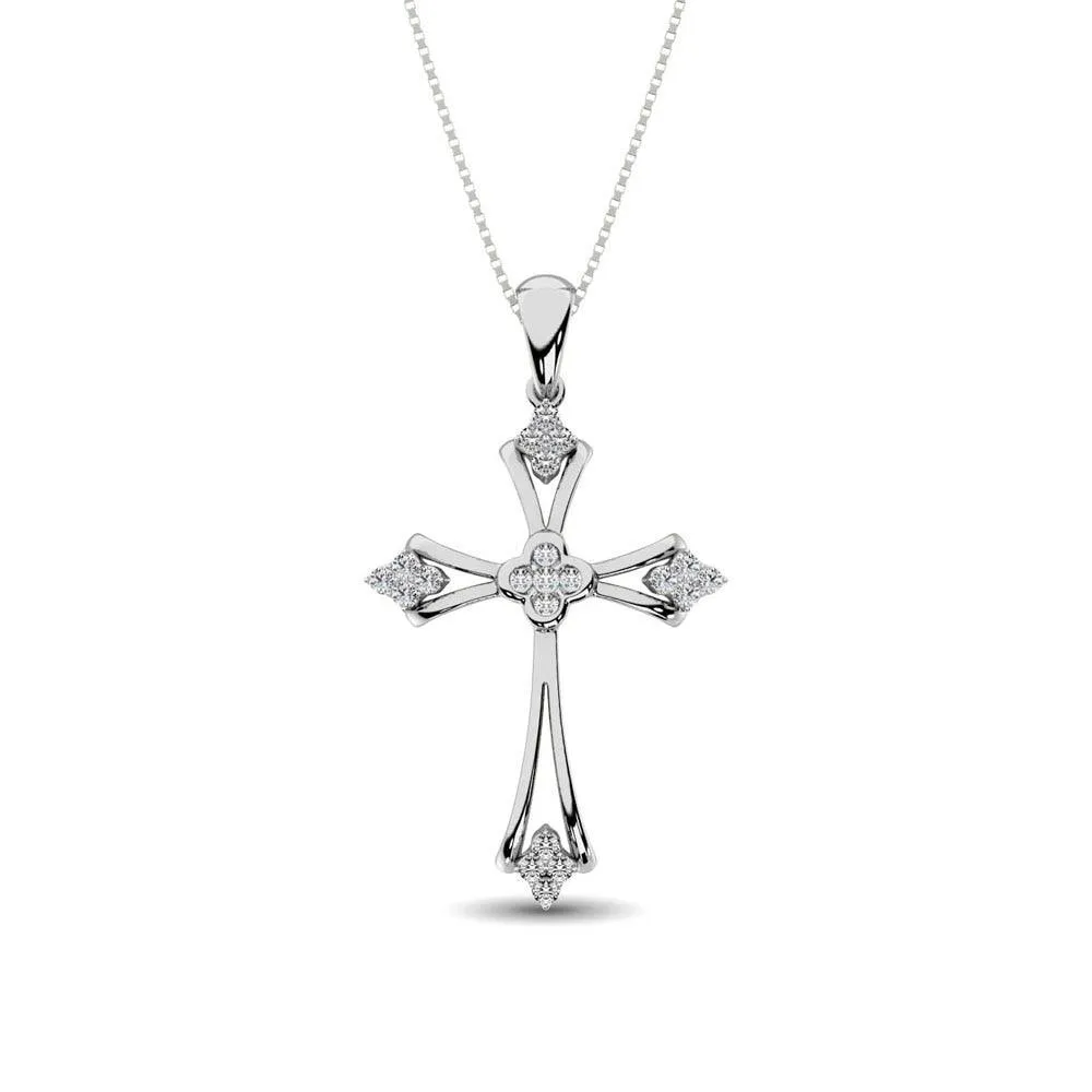 Gothic Style Diamond 1/5 Ct.Tw Cross Pendant in 10K White Gold