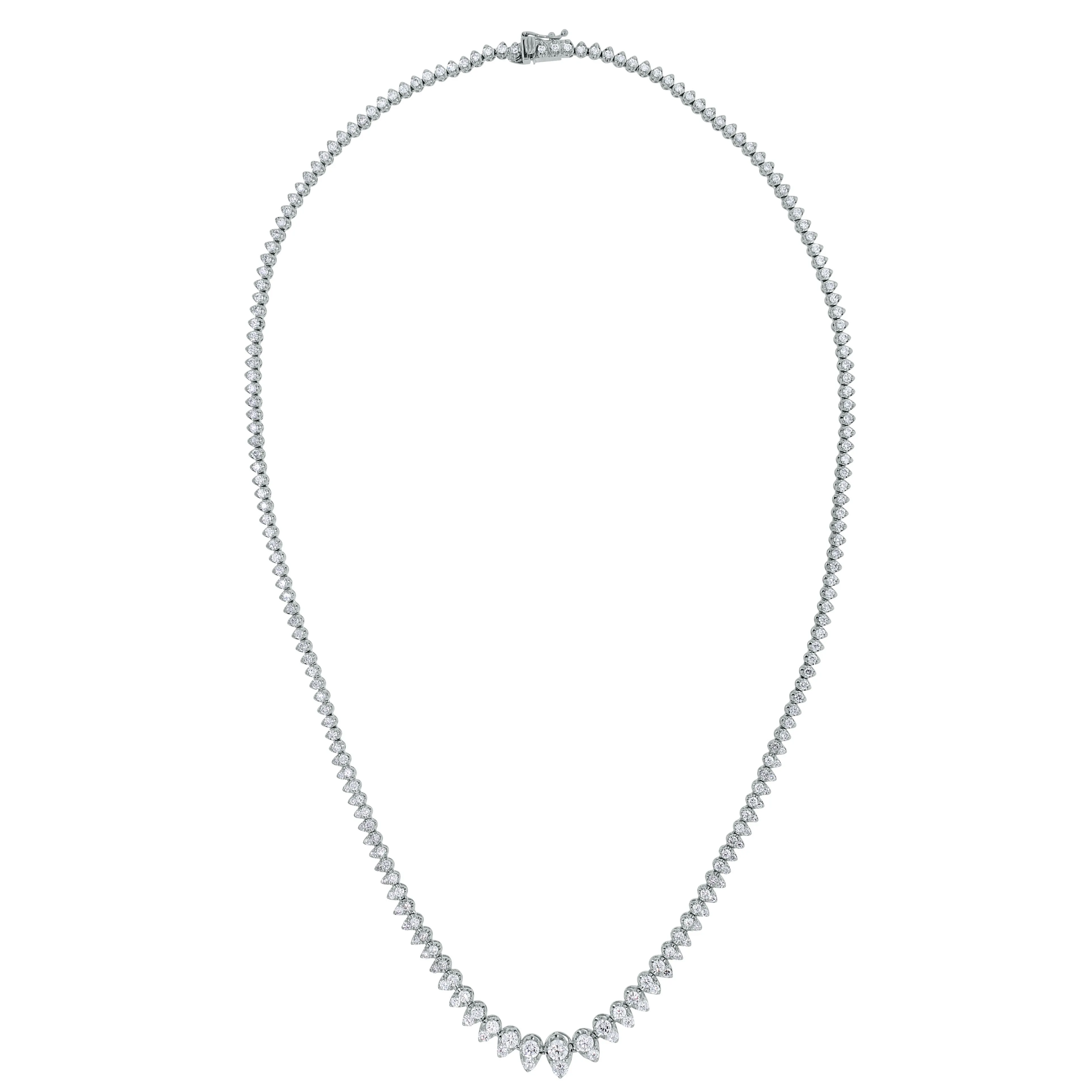 Graduated Pears Tennis Necklace (5.15 Diamonds) in White Gold