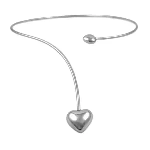 Hallmarked 925 Sterling Silver Choker Love Heart Torc