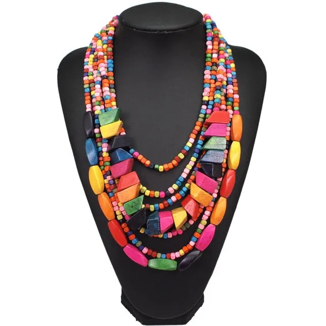 Happy Colorful Bohemian Chic!  Bead Choker Necklaces For Women Handmade Beaded Make A Statement Necklace Jewelry 8 Colors