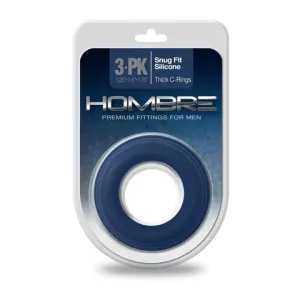 Hombre Snug Fit Silicone Thick CRing 3 Pk Navy