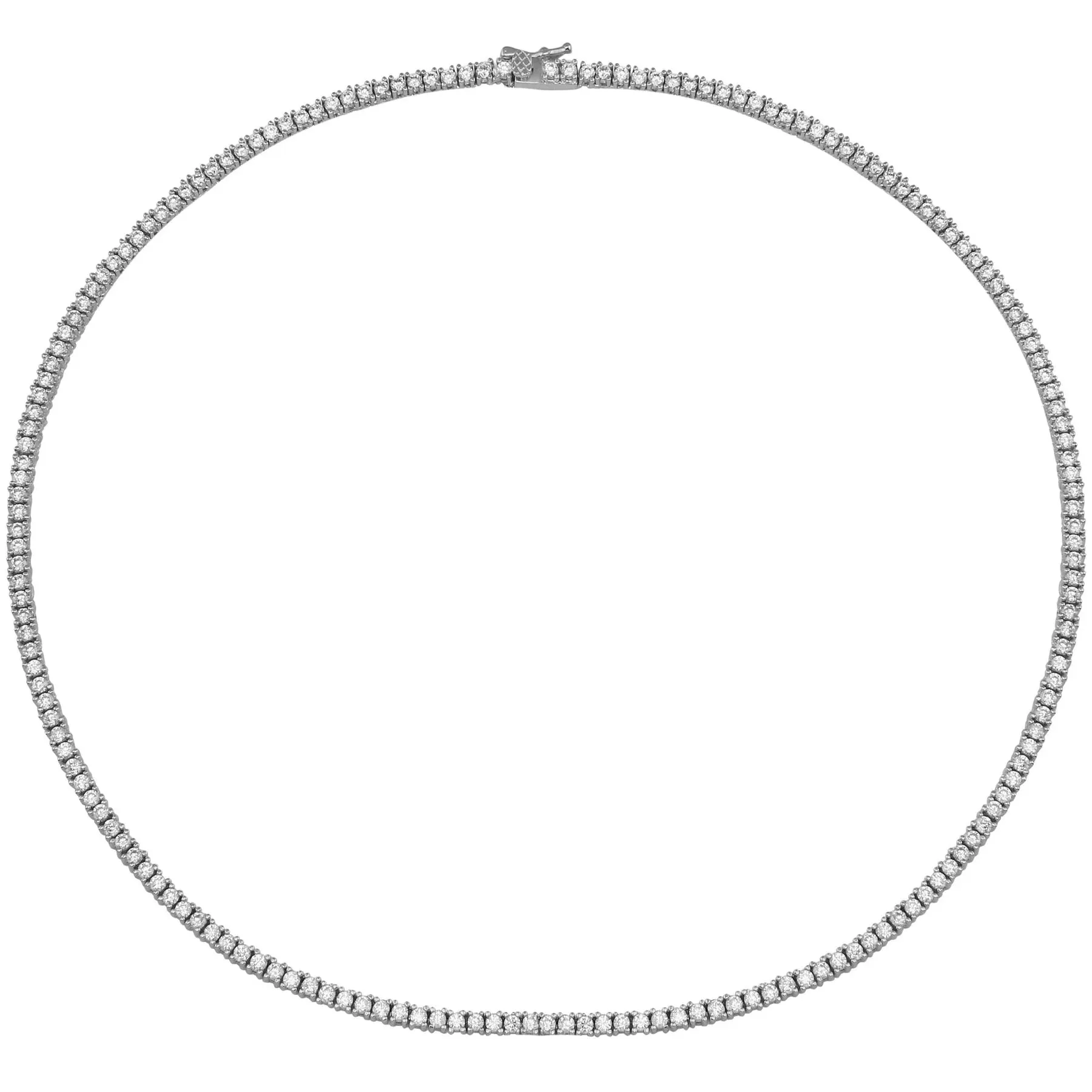 Ibiza Diamond CZ’s 4 Prong Thin Tennis Necklace (2mm)