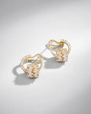 Infinite Double Row Diamond Rondelle Sideways Hoops