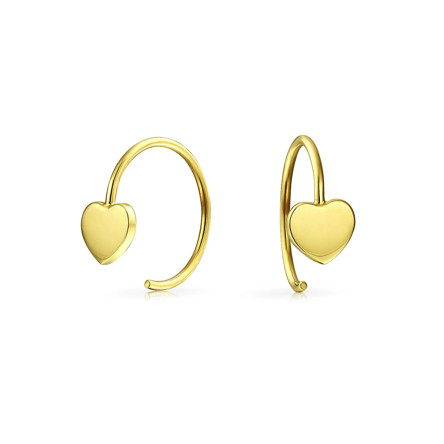 Initials Letter A Minimalist 14K Gold Hoop Huggie Earrings