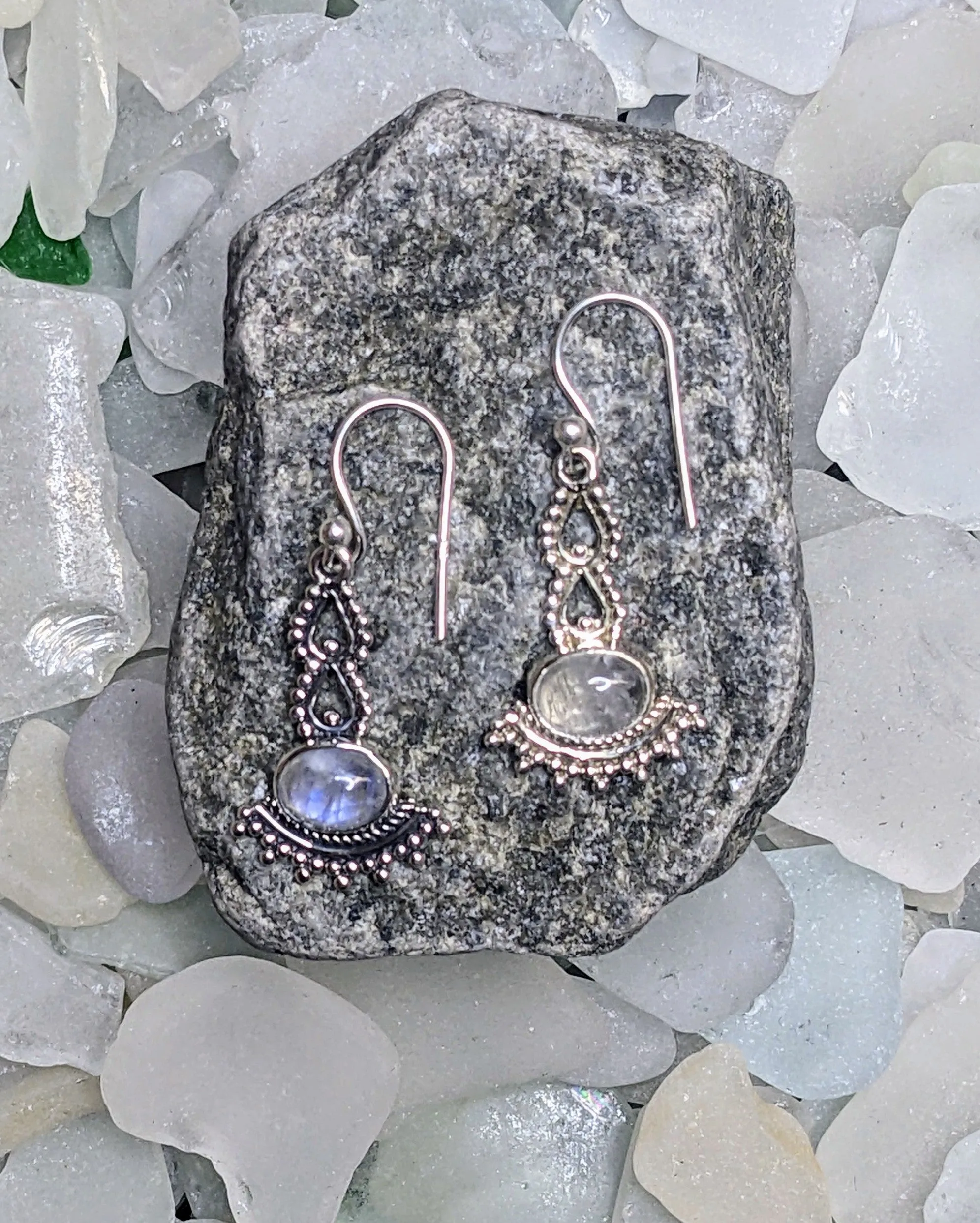 Intricately Detailed Moonstone Earrings