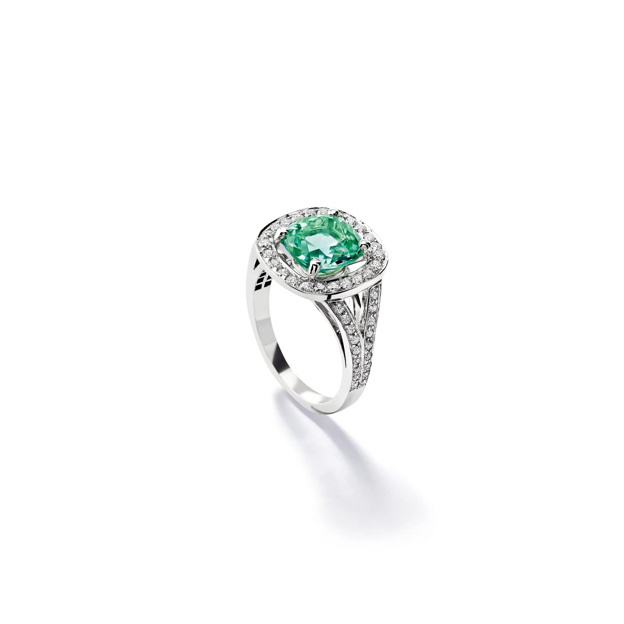 Iola Ring 18ct White Gold - Mint Tourmaline & Diamond