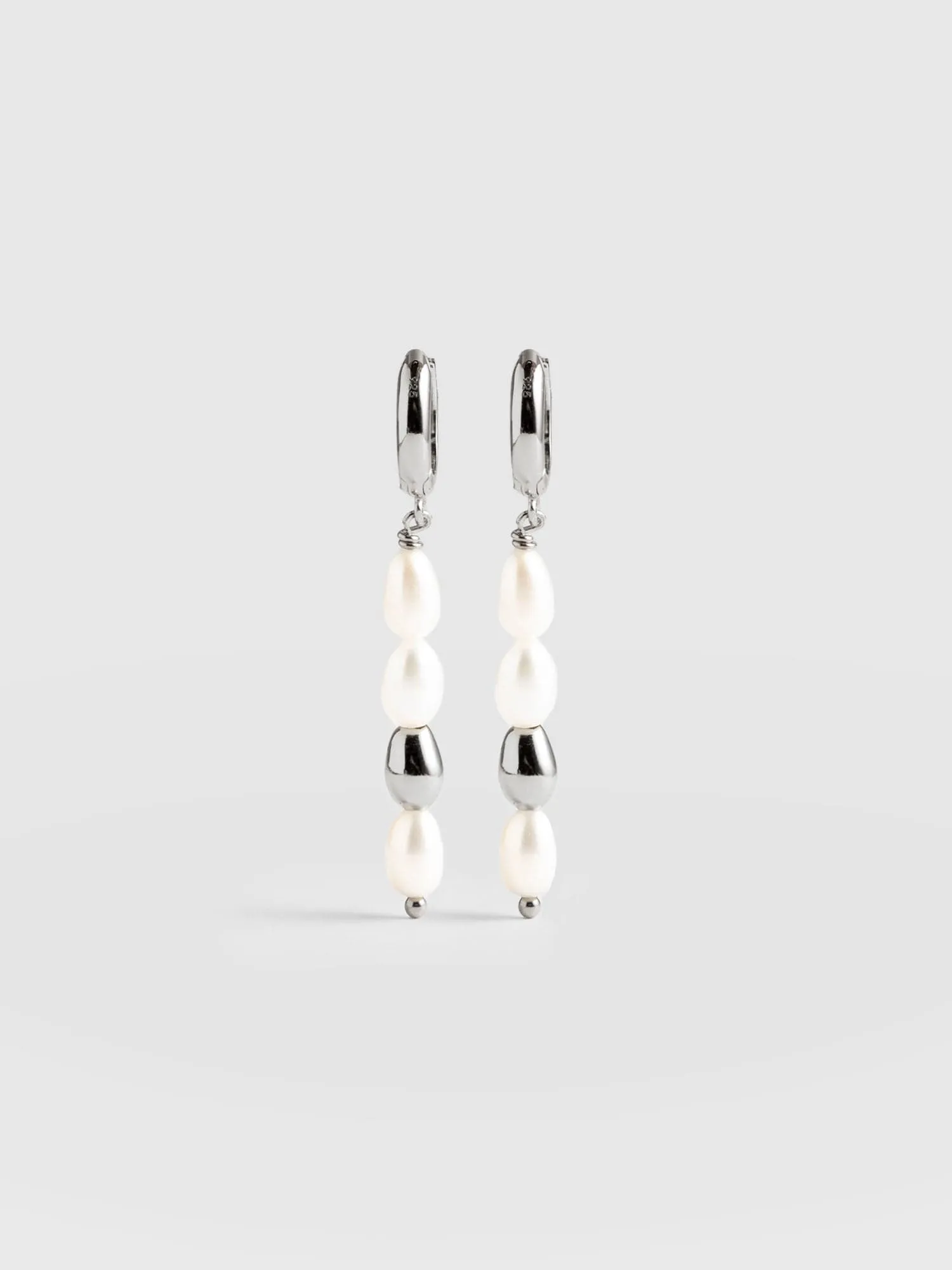 Jacqueline Pearl Drop Earrings - Silver