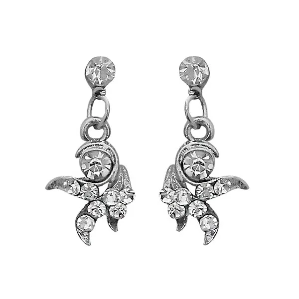 JewelMaze Austrian Stone Silver Plated Stud Earrings ( assorted design )