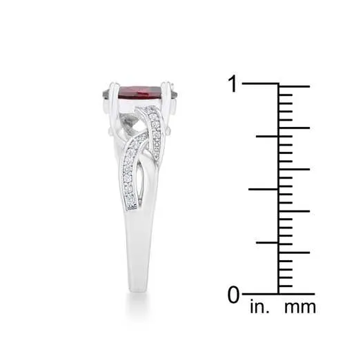 Justine 2ct Garnet CZ Rhodium Classic Oval Ring