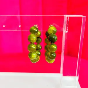 Kate Beaded Hoops - Olive