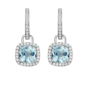 Kiki McDonough Cushion Blue Topaz and Diamond Earrings