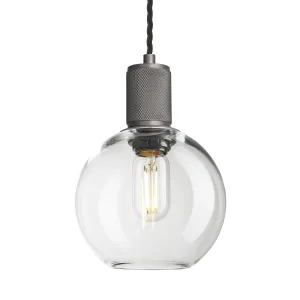 Knurled Glass Globe Pendant Light - 7 Inch - Clear