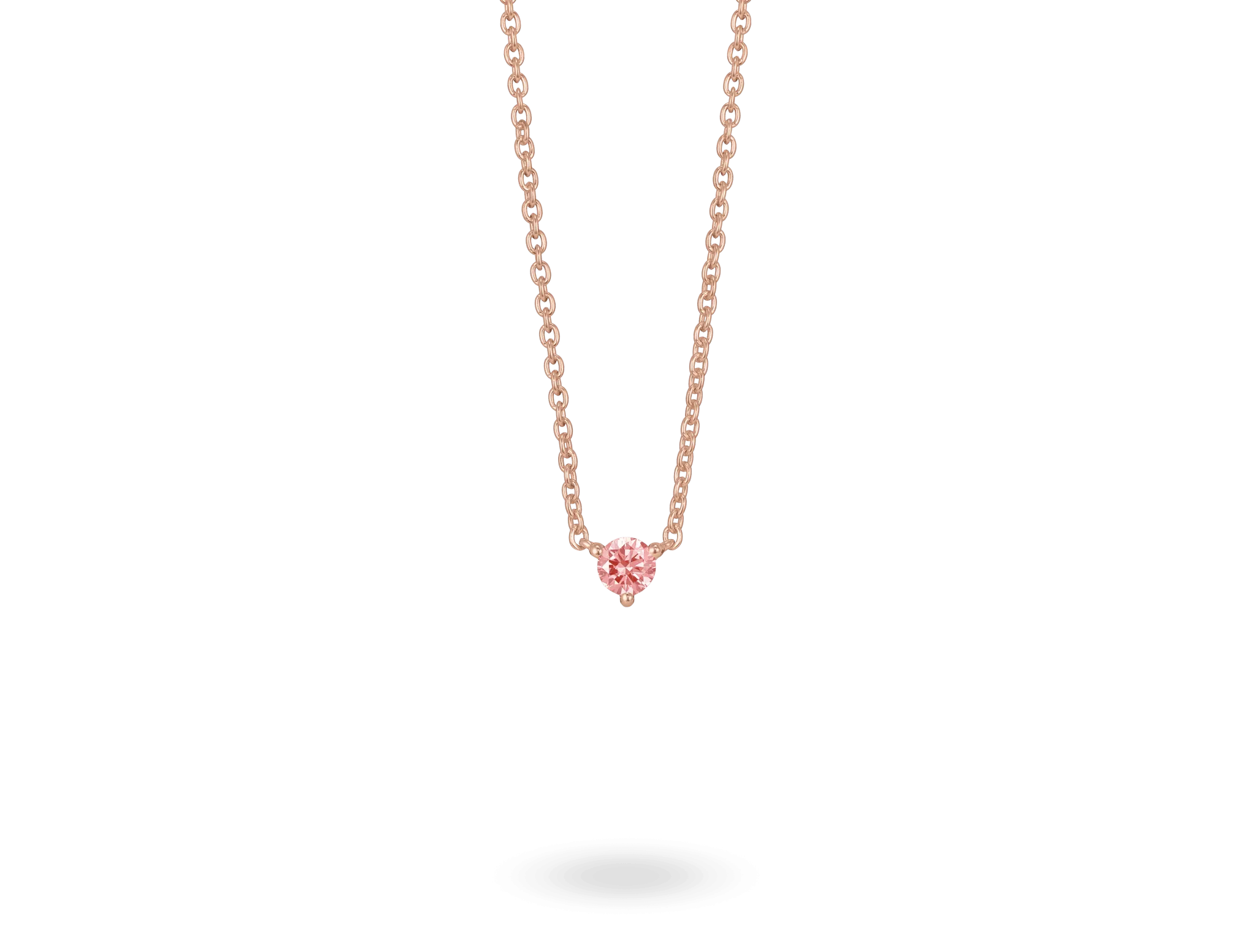 Lab-Grown Diamond ¼ct. Mini Round Brilliant Solitaire 10k Gold Pendant | Pink