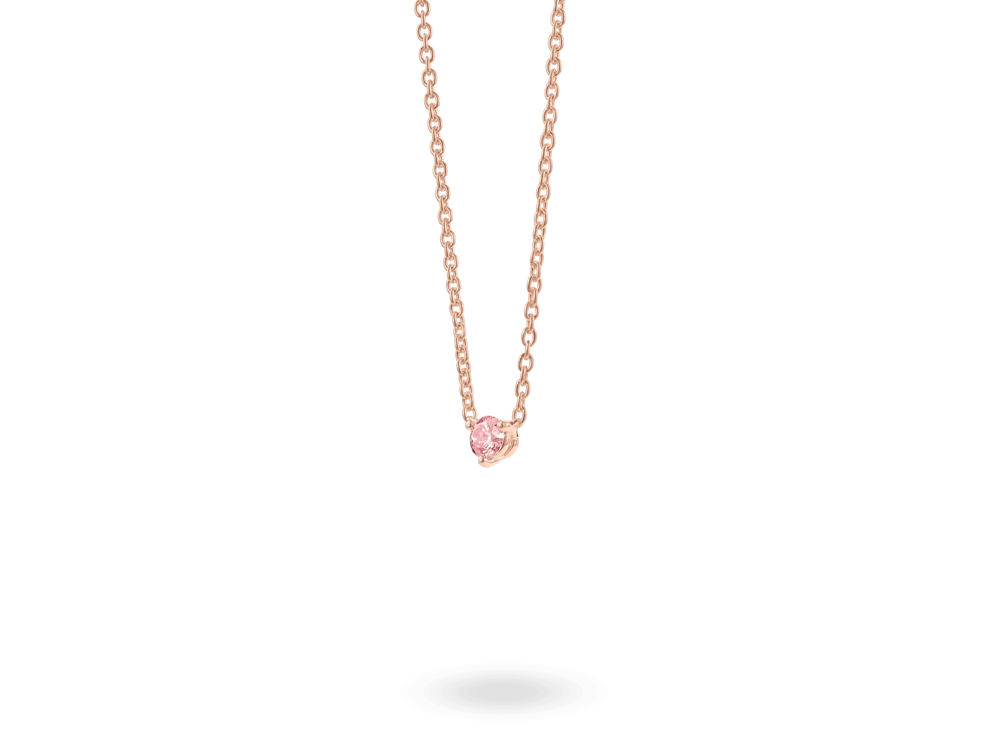 Lab-Grown Diamond ¼ct. Mini Round Brilliant Solitaire 10k Gold Pendant | Pink