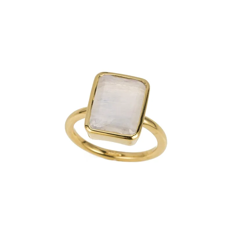 Large Emerald Cut Bezel Ring