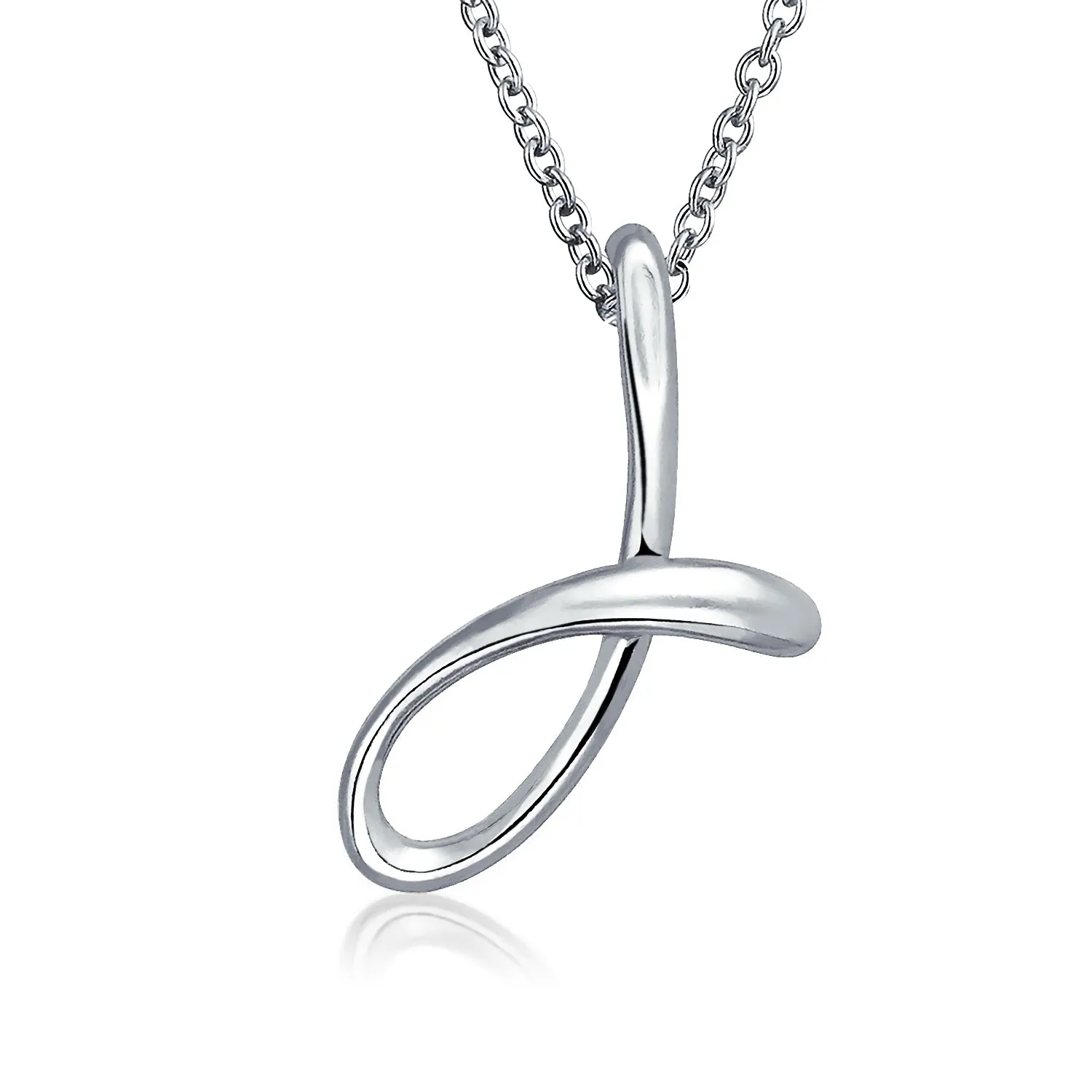 Letter Alphabet Script Initial Pendant Necklace .925 Sterling Silver