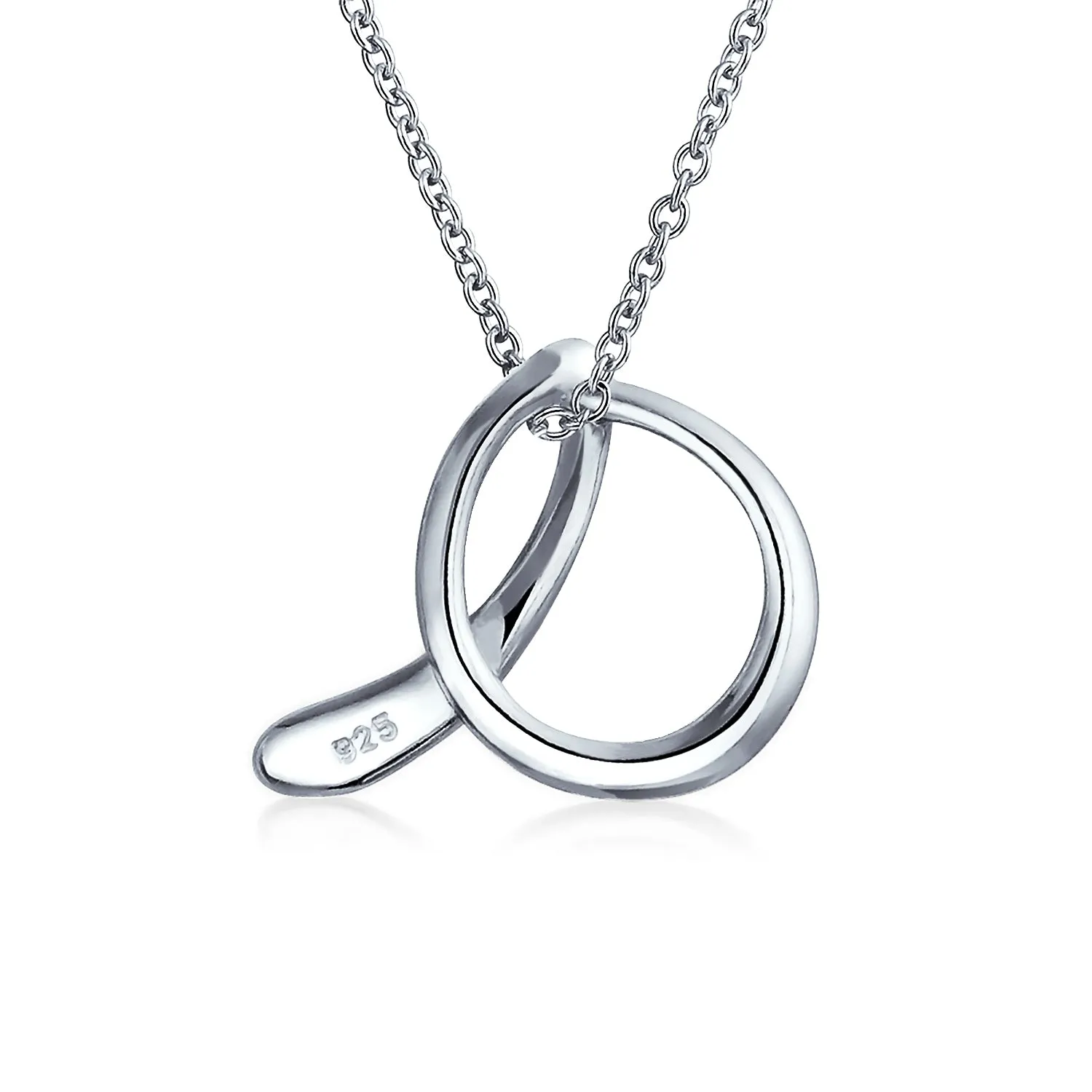 Letter Alphabet Script Initial Pendant Necklace .925 Sterling Silver