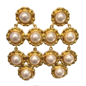 Lisi Lerch - Earrings - Clara Gold Pearl Drop Statement