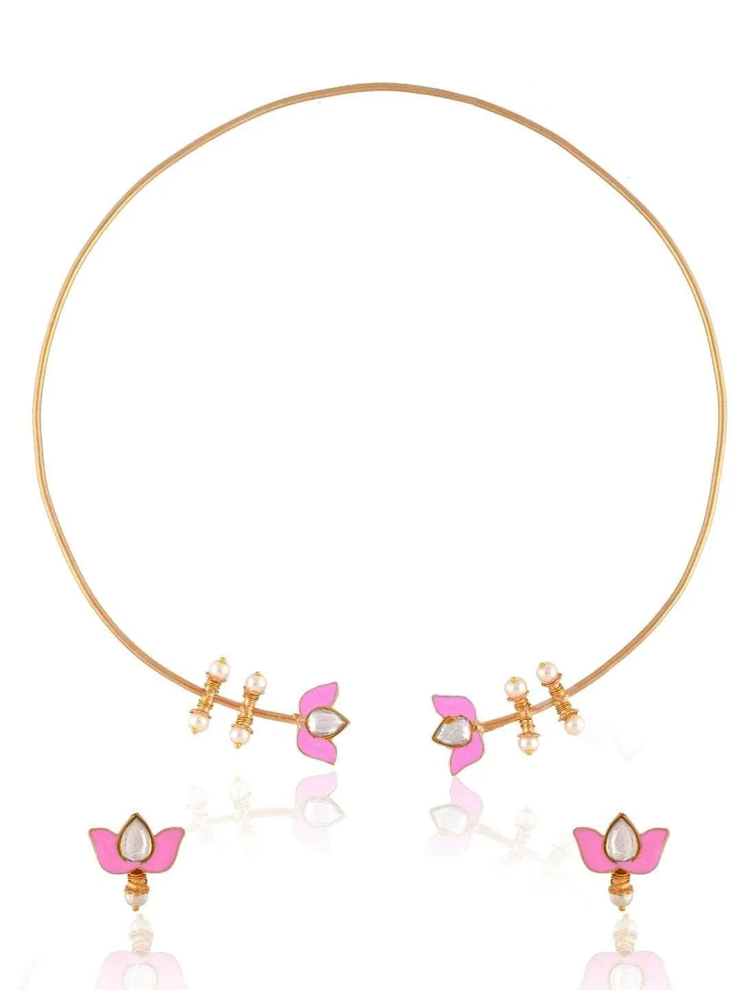 Lotus Motif Open Type Necklace Rose