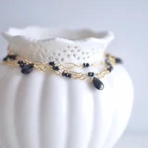 Magdalena -  Black Spinel, 14k Gold Filled Bracelet