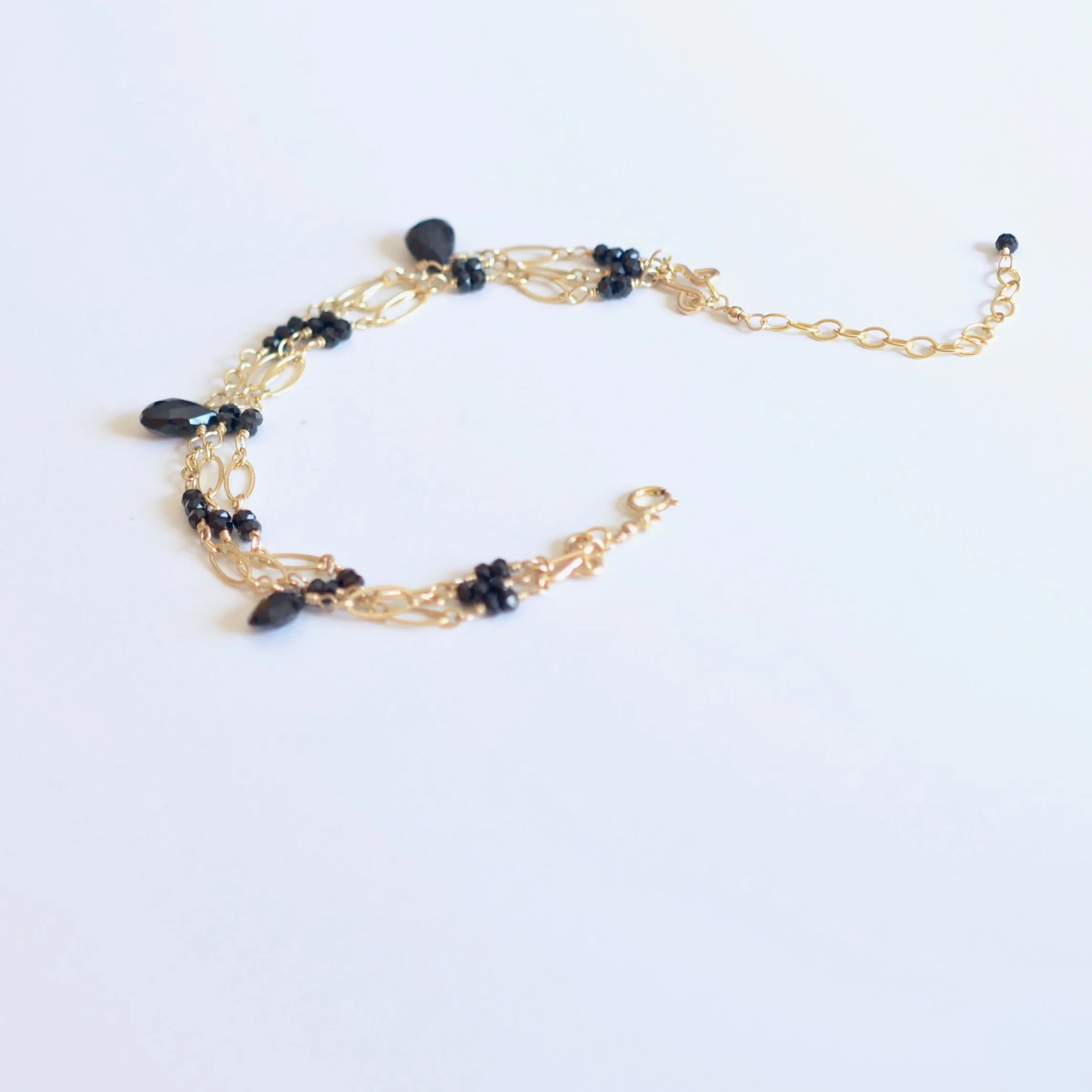 Magdalena -  Black Spinel, 14k Gold Filled Bracelet