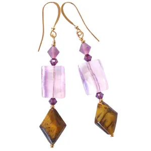 Marni: Gemstone Earrings in Purple and Gold