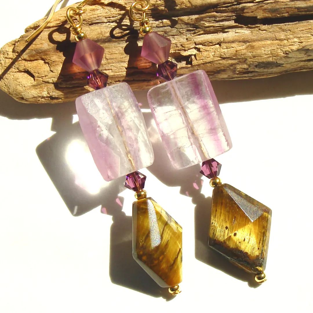 Marni: Gemstone Earrings in Purple and Gold