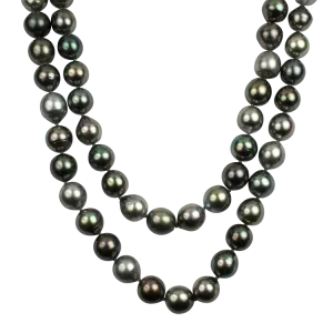 Mastoloni 18k White Gold Black Tahitian Pearl Strand Necklace 41.5"