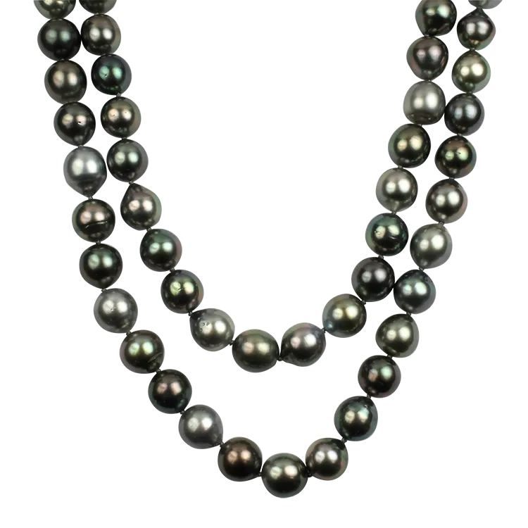 Mastoloni 18k White Gold Black Tahitian Pearl Strand Necklace 41.5"