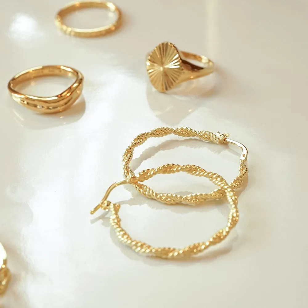 Maxi Rope Twist Hoop Earrings 18ct Gold Plate