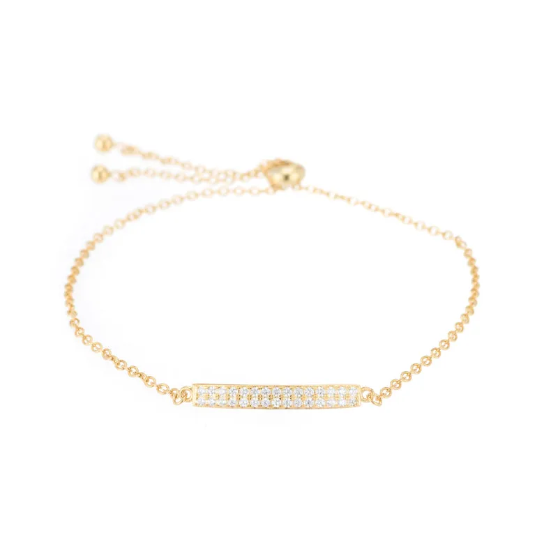 Melrose CZ Pavé Double Bar Bolo Bracelet