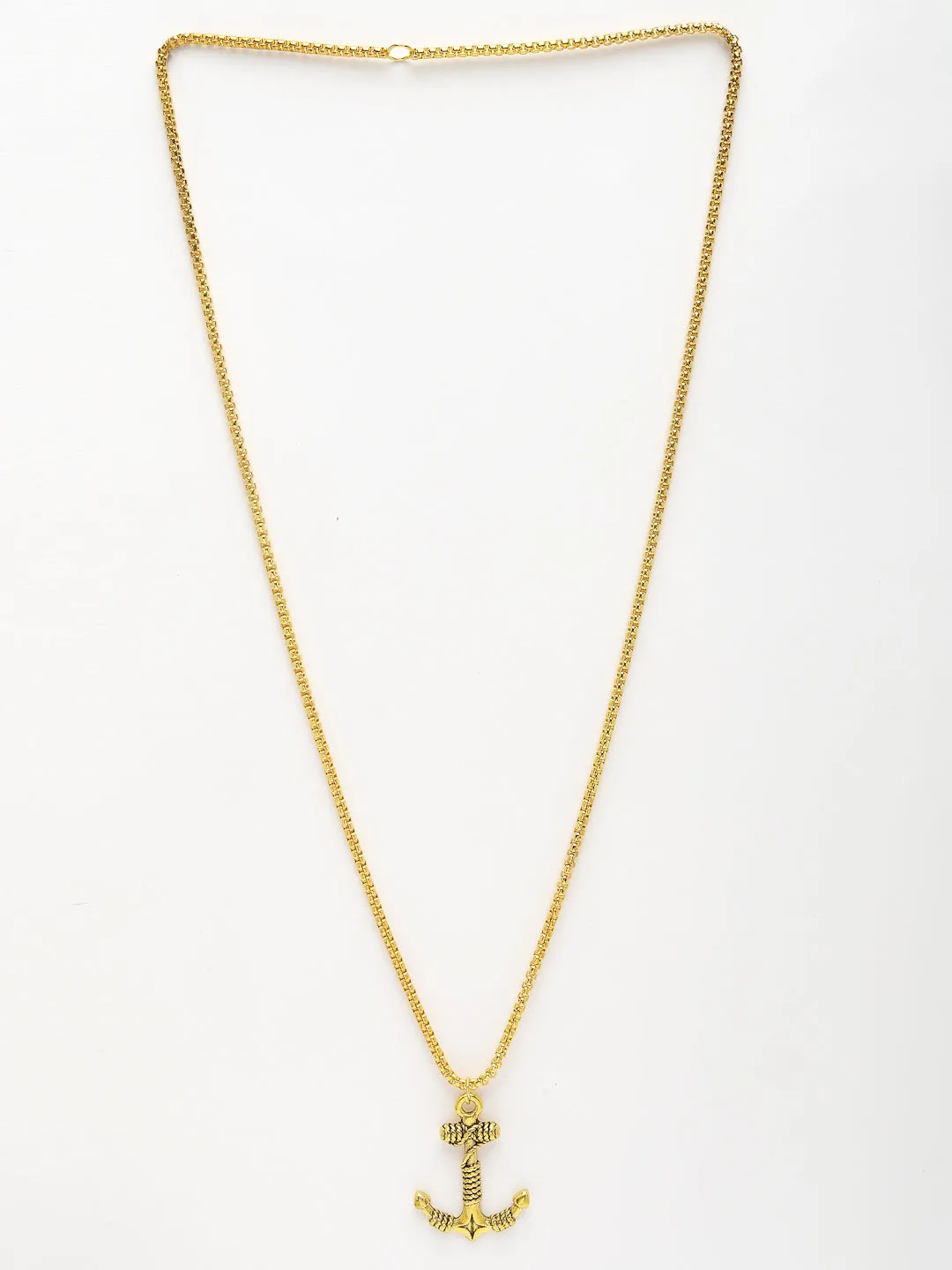 Men's Gold-Plated Stainless Steel Pendant With Chain - NVR