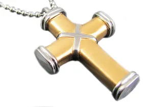 Mens Gold Stainless Steel Cross Pendant