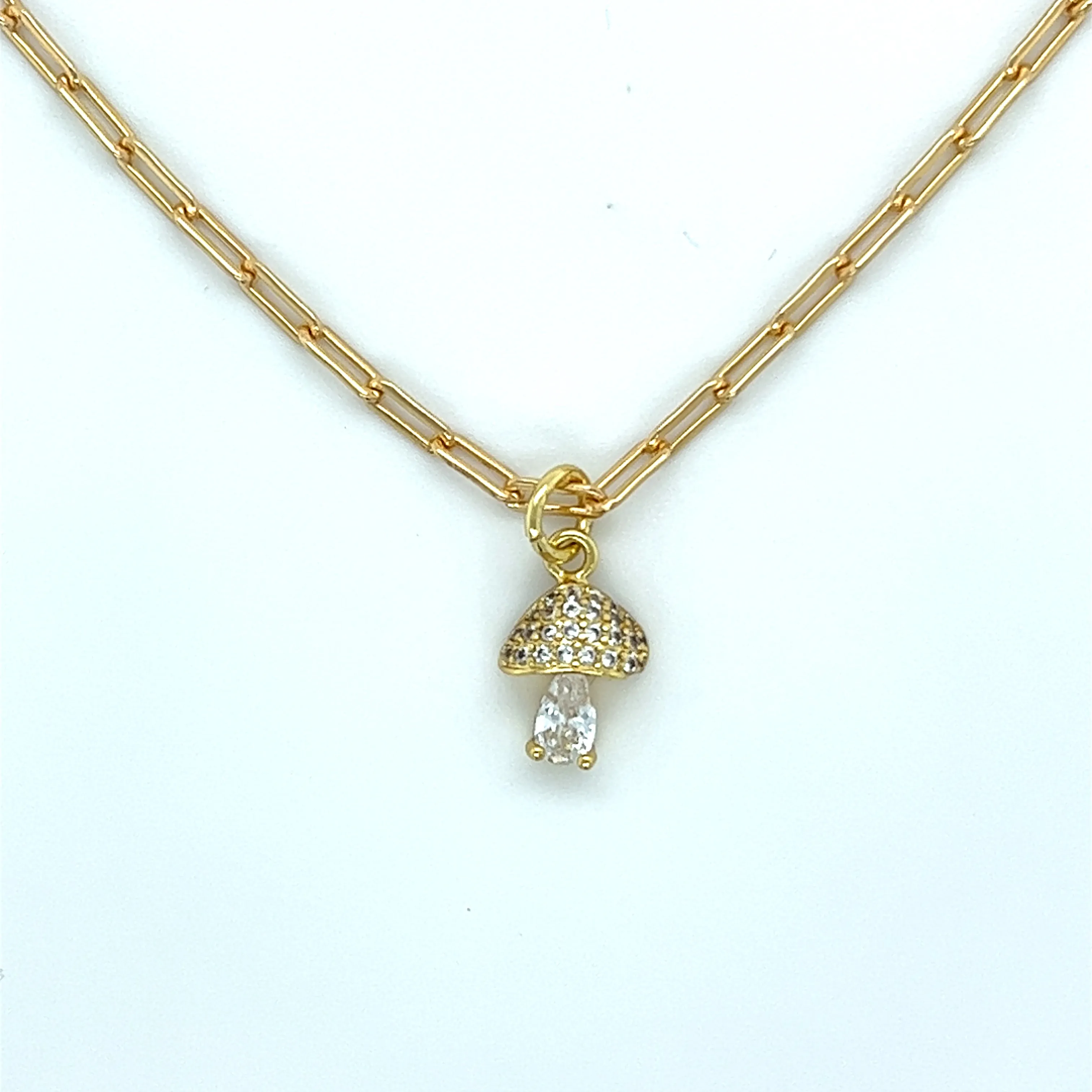 Mini CZ Mushroom Necklace