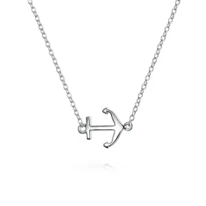 Minimalist Nautical Anchor Pendant Necklace in Sterling Silver for Teens