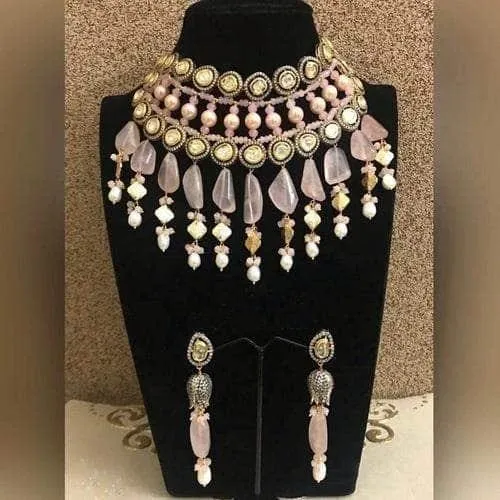 Multi Layered Kundan Moti Stone Necklace