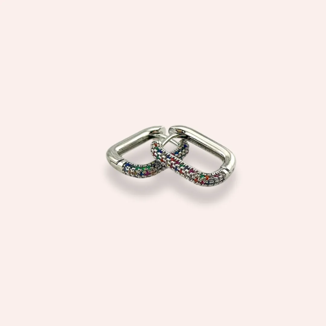 Multicolor Zircon Hoops silver