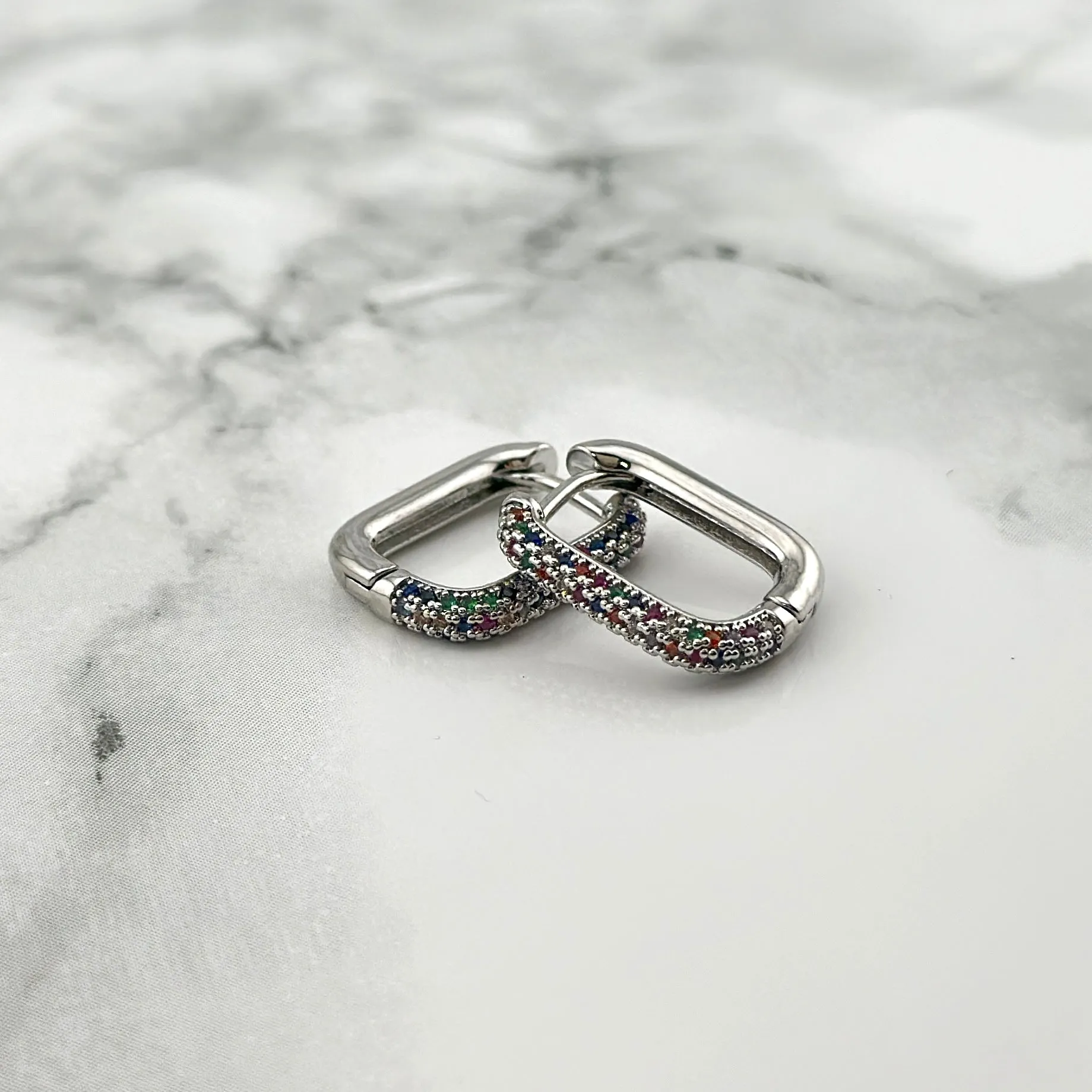 Multicolor Zircon Hoops silver