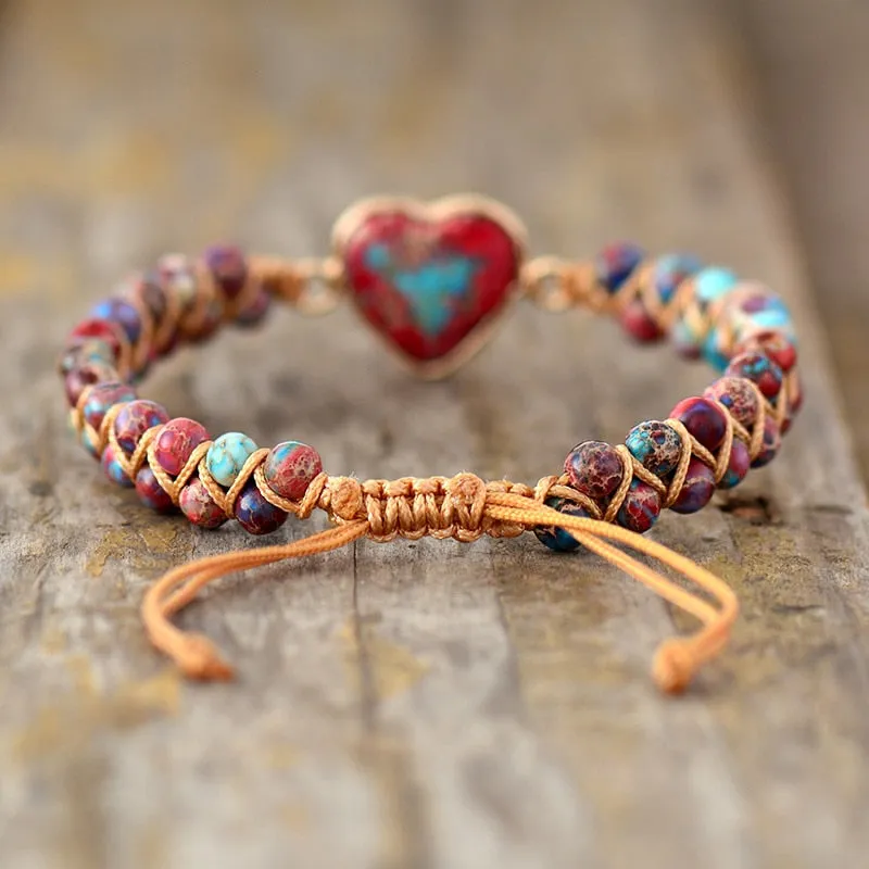 Natural Turquoise Stone Heart Charm Bracelets